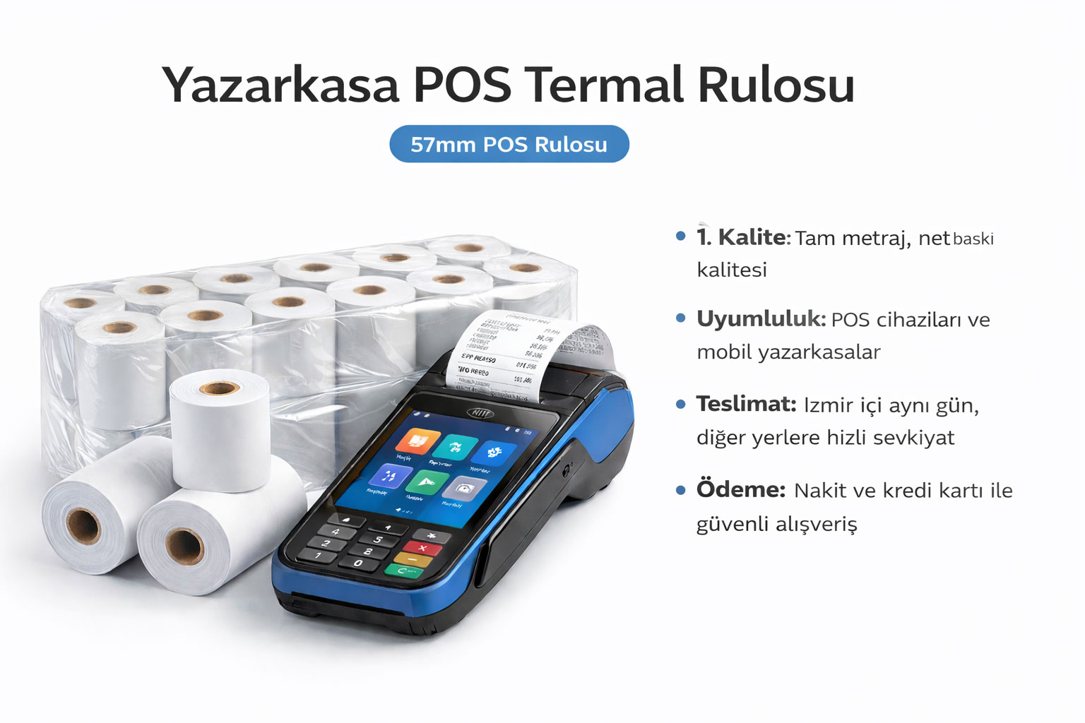 İzmir termal pos rulosu ve termal adisyon rulosu - yazarkasa pos ve adisyon yazıcı uyumlu